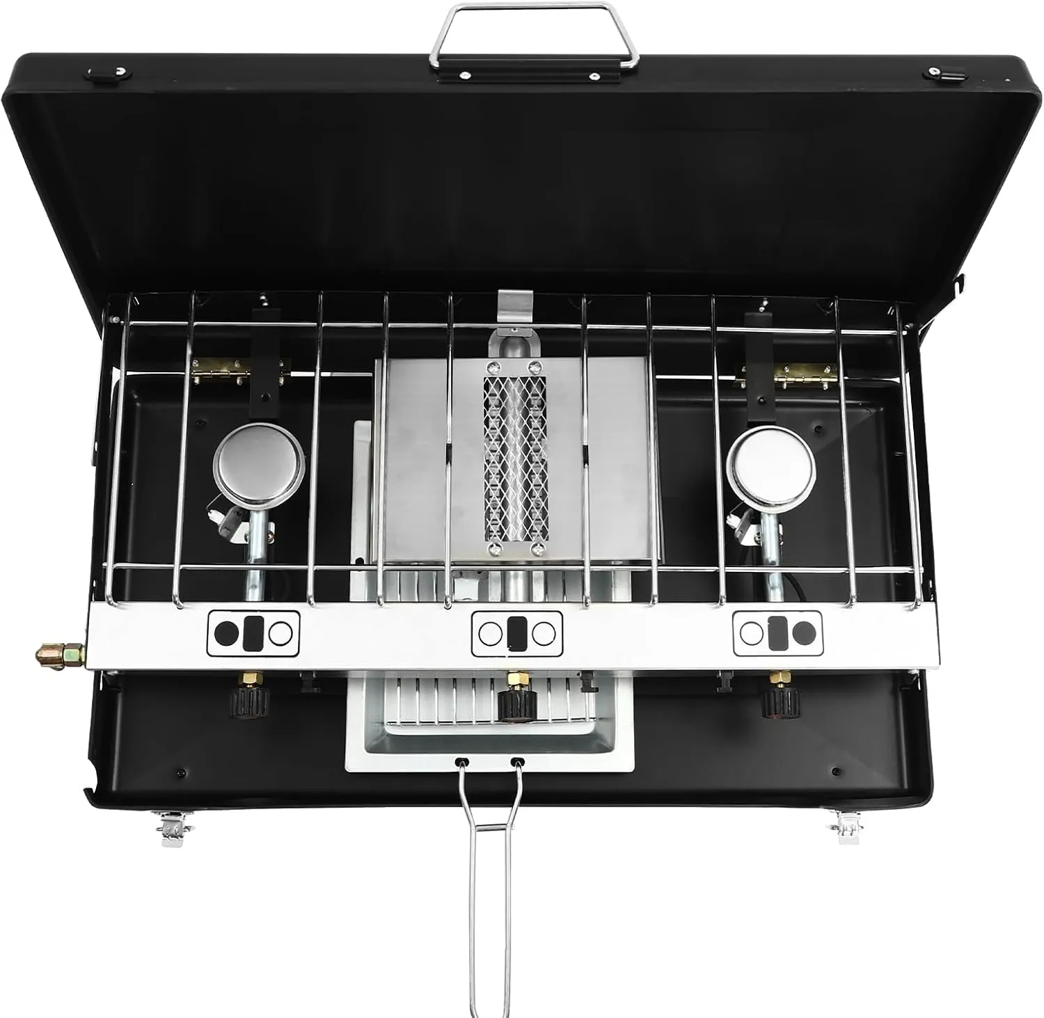 3-Burner Portable Camping Stove, 4500W Propane/Butane Gas Stove with Windscreen, Lightweight Tabletop Stove for Outdoor Cooking, BBQ, Picnics (9.92 lbs, Piezo Ignition)