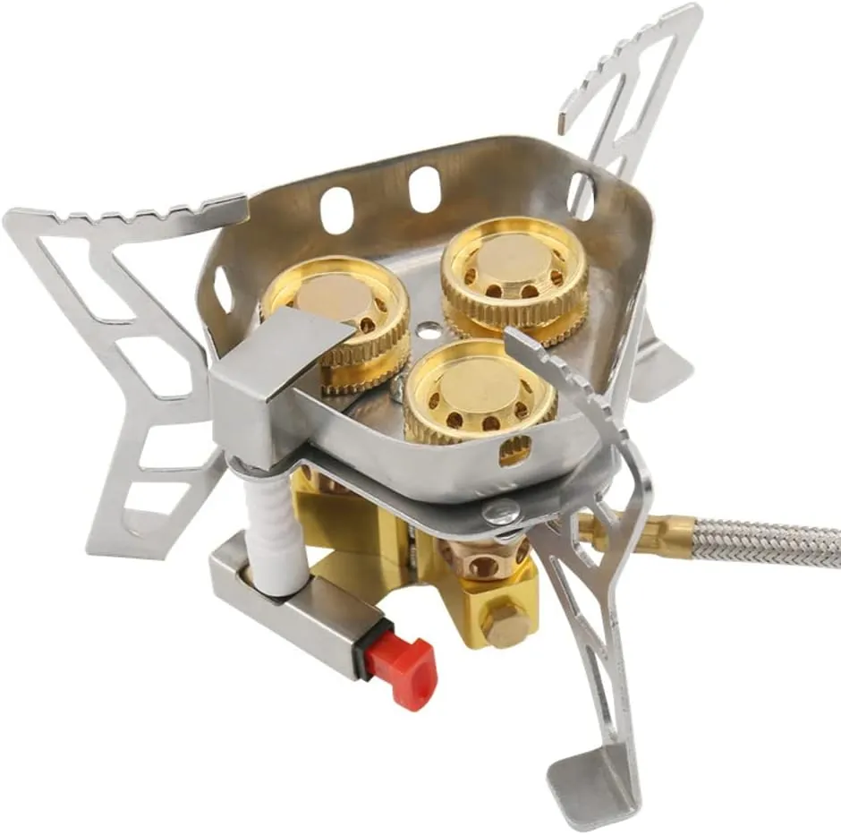 3-Cores Camping Stove 6800W High Power Gases Burner Windproof Backpacking Stove with Adjustable Valve for Outdoor Cooking Camping Picnic Hiking
