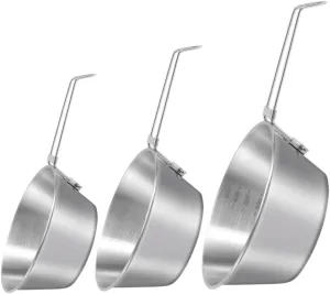 3-piece Stainless Steel Camping Bowl Kit with Folding Handle Durable Mixing Bowls for Outdoor Camping and Picnics
