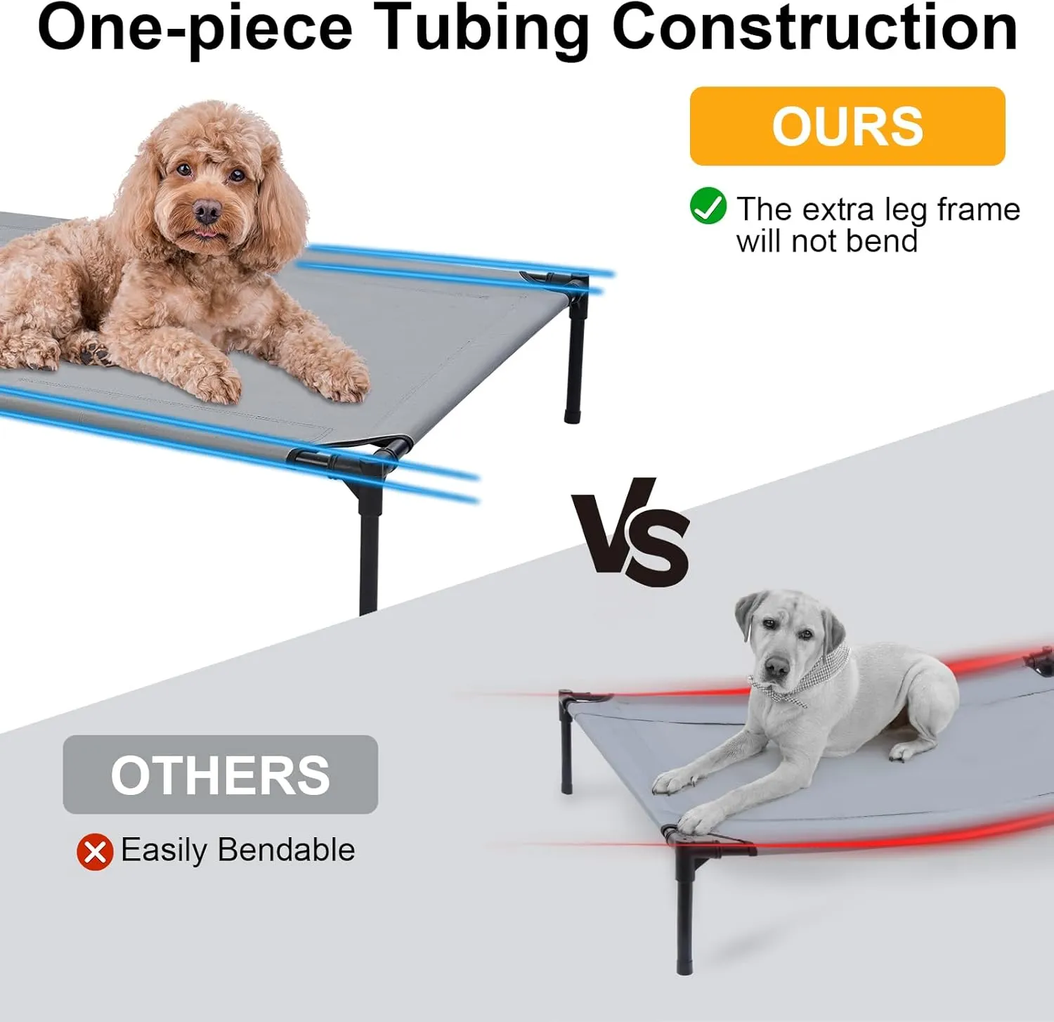 30'' Outdoor Elevated Dog Bed with Pillow, Raised Dogs Bed with Four Ice Pack, Breathable Cooling Dog Cot Beds Small Medium Size Dogs, Outdoor Pet Hammock Bed, Outside Pet Beds(Small)