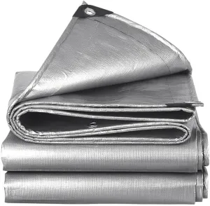 30' x 30' Tarps Heavy Duty Waterproof, 10 Mil Silver Poly Tarp Cover, UV Resistant, Rip and Tear Proof Tarpaulin with Grommets and Reinforced Edges for Roof, Patio, Camping, Boat, Pool