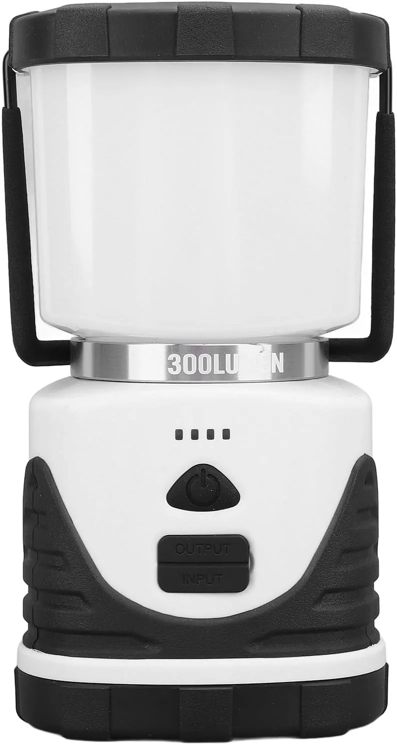 300LM Camping Lantern, IP65 Tent Light USB Rechargeable, 3 Modes of Light Adjustment, for Emergency Power Outage, Camping, Hiking, and Outdoor Activities. (White)