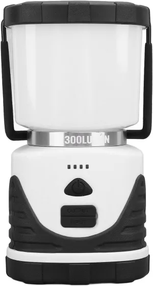 300LM Portable Emergency Light, IP65 Waterproof Camping Lantern with 3 Modes, USB Rechargeable for Power Outage, Hiking & Camp Essentials (White)