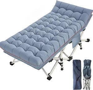 32" Wide Oversize XXL Camping Cot with Mattress Comfortable for Adults Extra Wide Cots for Sleeping Camping Bed Folding Cot Heavy Duty with Carry Bag for Home Office Outdoor Indoor