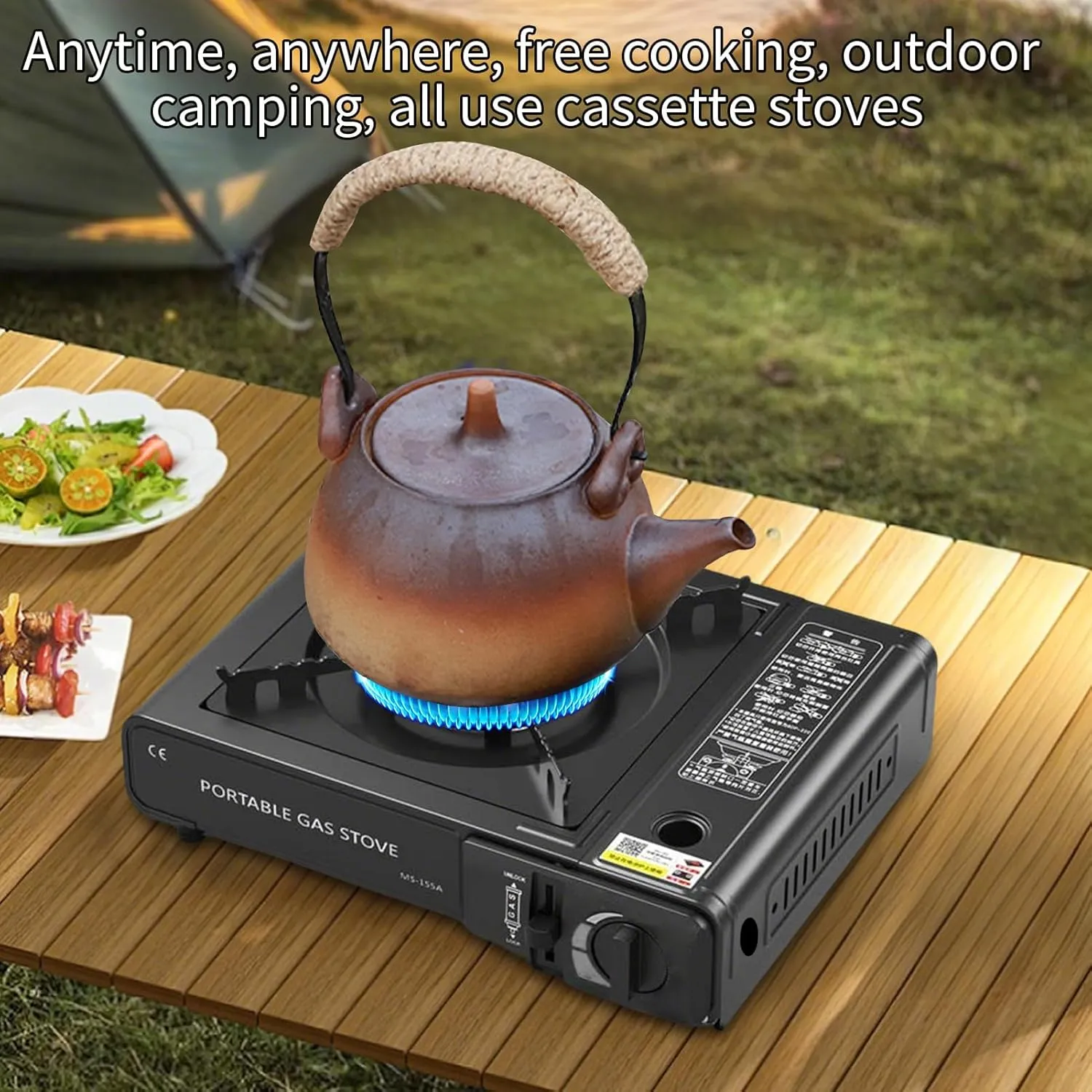 34x25.5x11.5cm Portable Camping Stove - Camping Cooktop | Windproof Outdoor Stove Burner | Compact & Lightweight Outdoor Cooktop | Kitchen Accessories For Heating Kitchen Use Outdoor Indoor Grilling