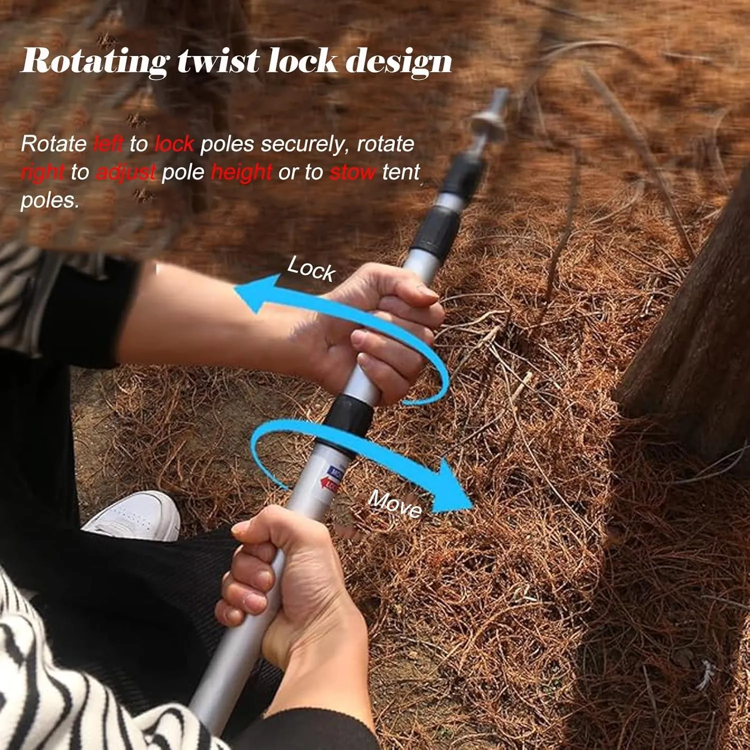 37.8 in Aluminum Alloy Telescoping Tarp Poles Adjustable Length, Lightweight Tent Poles, Portable Camping Pole for Canopy/Awning Canopy/RV/Rain Fly(Silver)