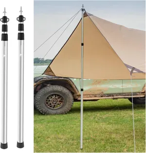 37.8 in Aluminum Alloy Telescoping Tarp Poles Adjustable Length, Lightweight Tent Poles, Portable Camping Pole for Canopy/Awning Canopy/RV/Rain Fly(Silver)