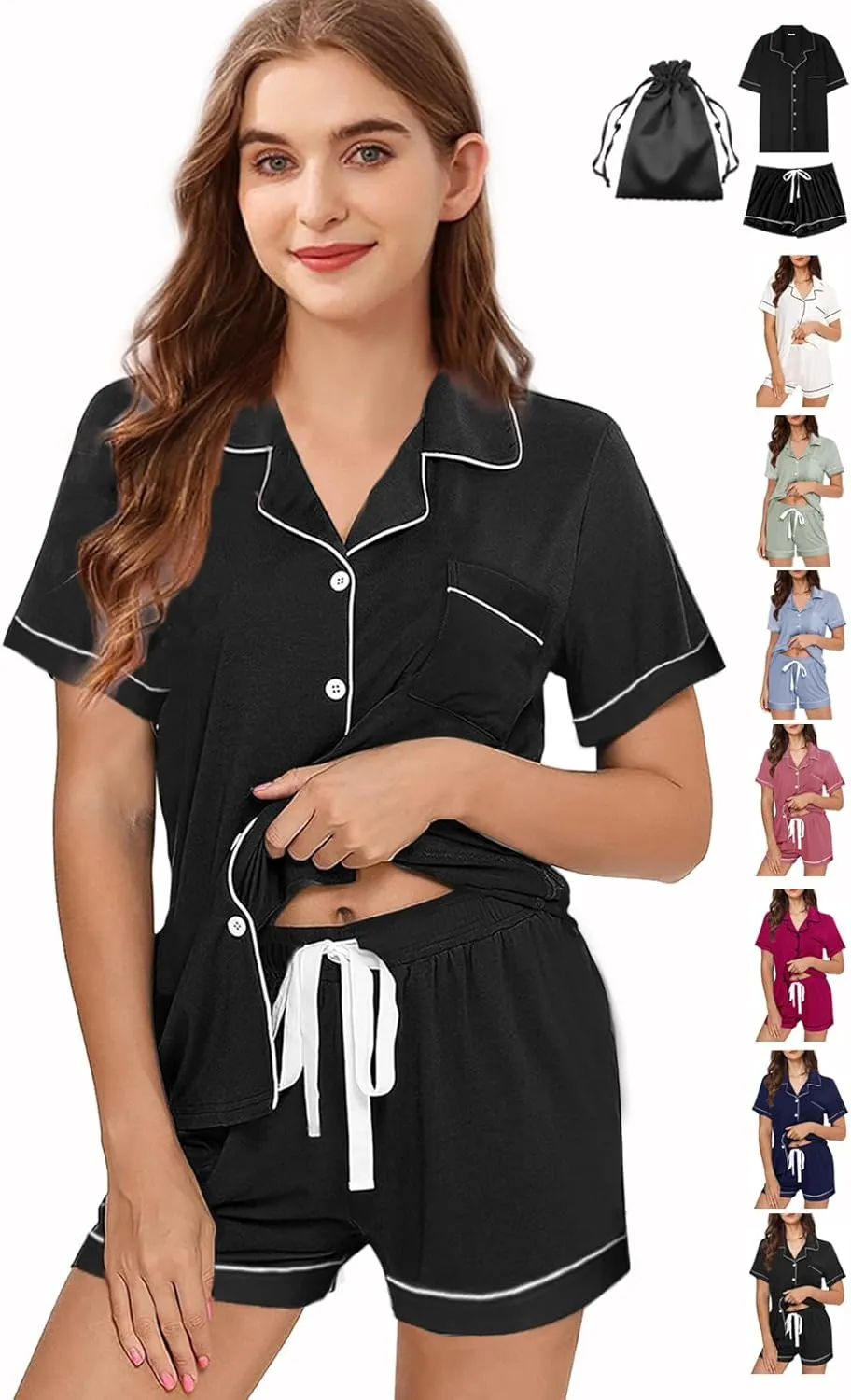 3Pcs Soft Pajamas Set for Women XS-XXL Womens Pajama Sets Button Down Sleepwear Nightwear Pj set Lounge Set Pjs