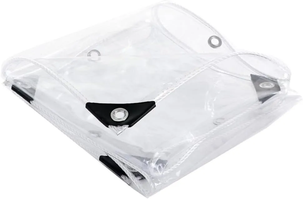 3x6ft Clear Tarp with Grommets Heavy Duty Waterproof Tarps 14mil Thickened Plastic Transparent Cover for Greenhouse, Patio, Porch, Outdoor, Pergola, Canopy, and Chicken Coop Tear Resistant PVC