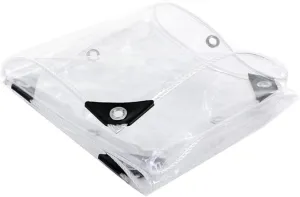 3x6ft Clear Tarp with Grommets Heavy Duty Waterproof Tarps 14mil Thickened Plastic Transparent Cover for Greenhouse, Patio, Porch, Outdoor, Pergola, Canopy, and Chicken Coop Tear Resistant PVC