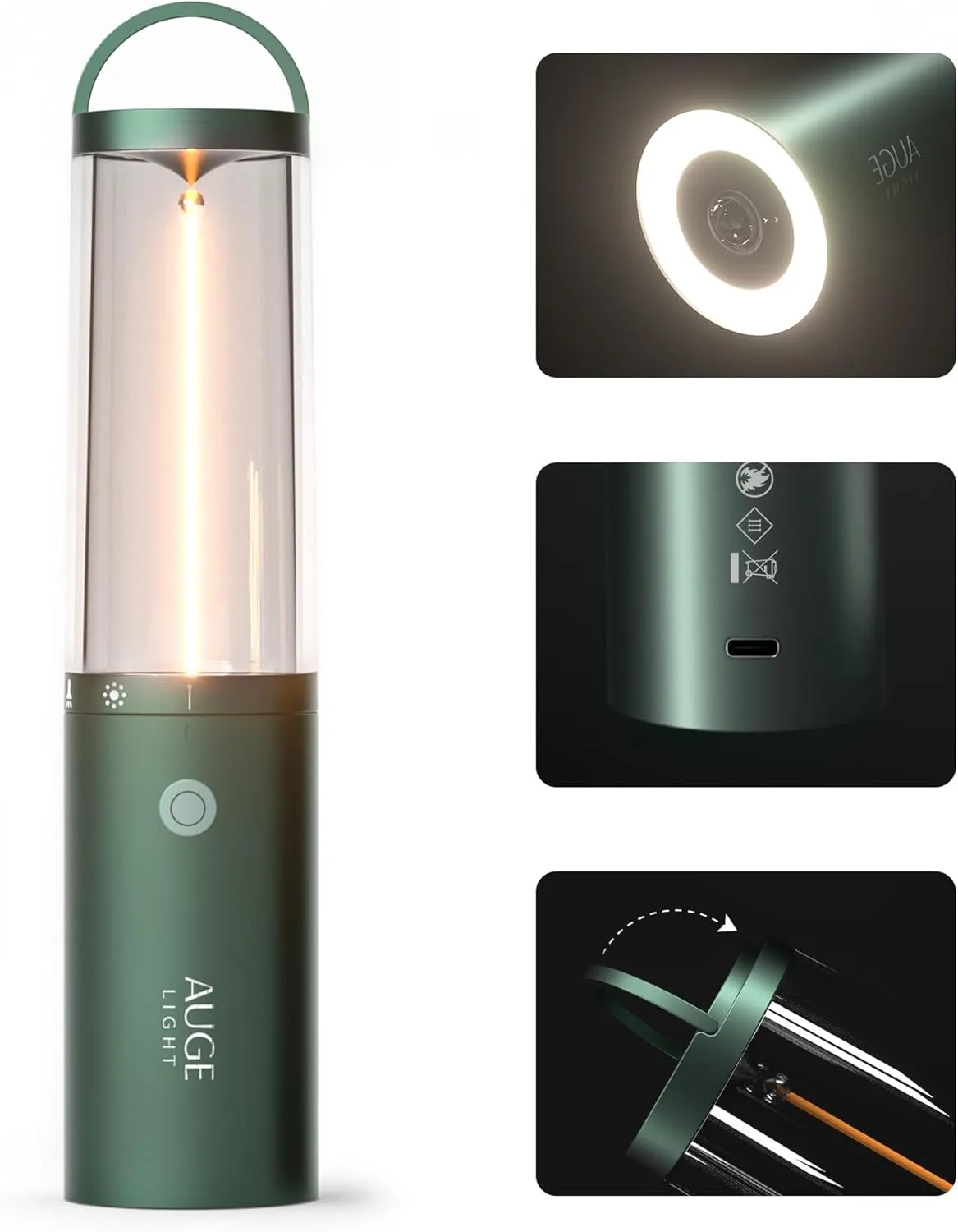 4-in 1 Rechargeable Camping Lights, LED Flashlight High Lumen with Hidden Hook SOS Mode Ultra-Long Life 35H Ambient Tent Lights for Household Essentials,Hiking,Camp,Outdoor