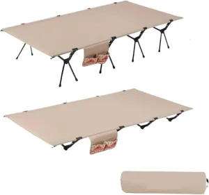 4 Rods Widen Folding Camping Cot Bed 80/90cm Portable Ultralight Outdoor Travel Sleeping Bed 1-2 Person Camp(90cm Khaki)