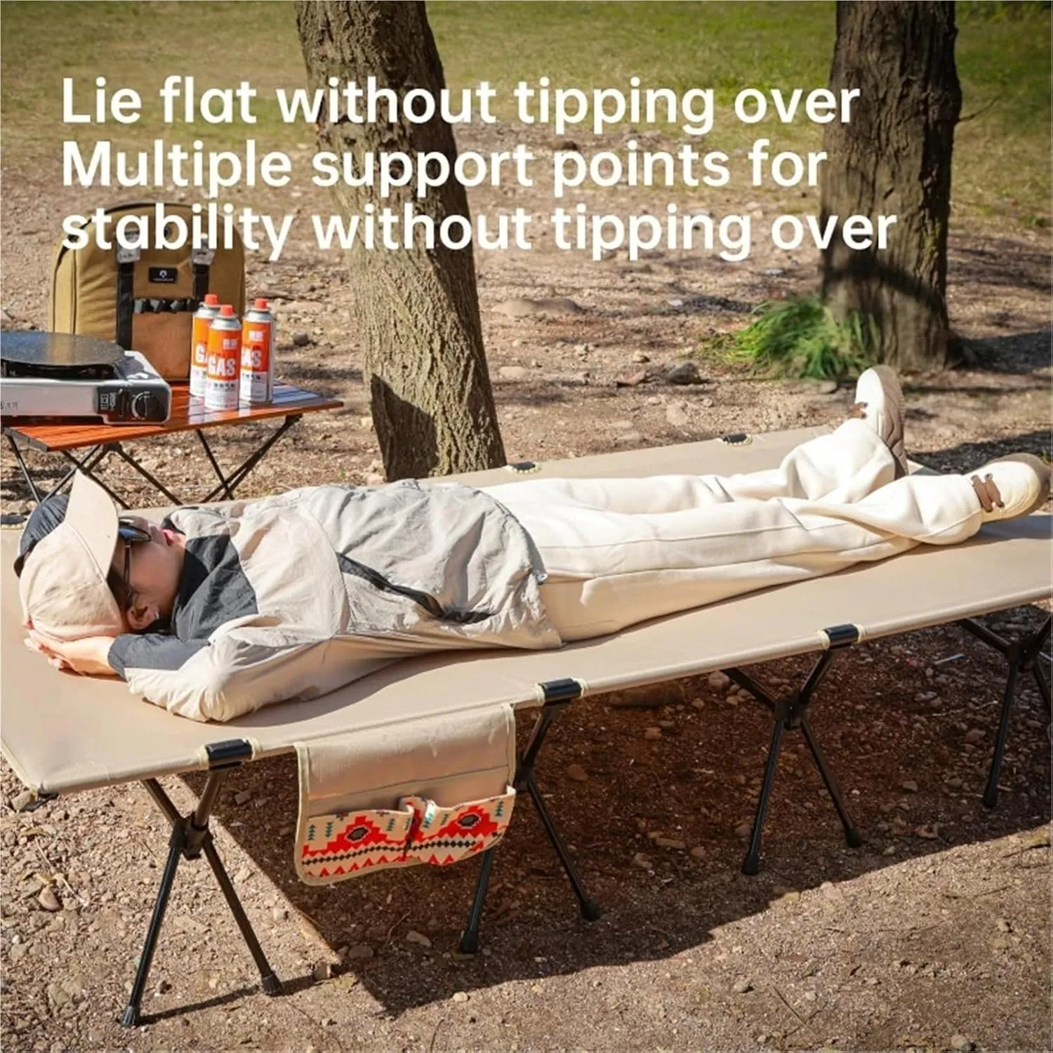 4 Rods Widen Folding Camping Cot Bed 80/90cm Portable Ultralight Outdoor Travel Sleeping Bed 1-2 Person Camp(90cm Khaki)