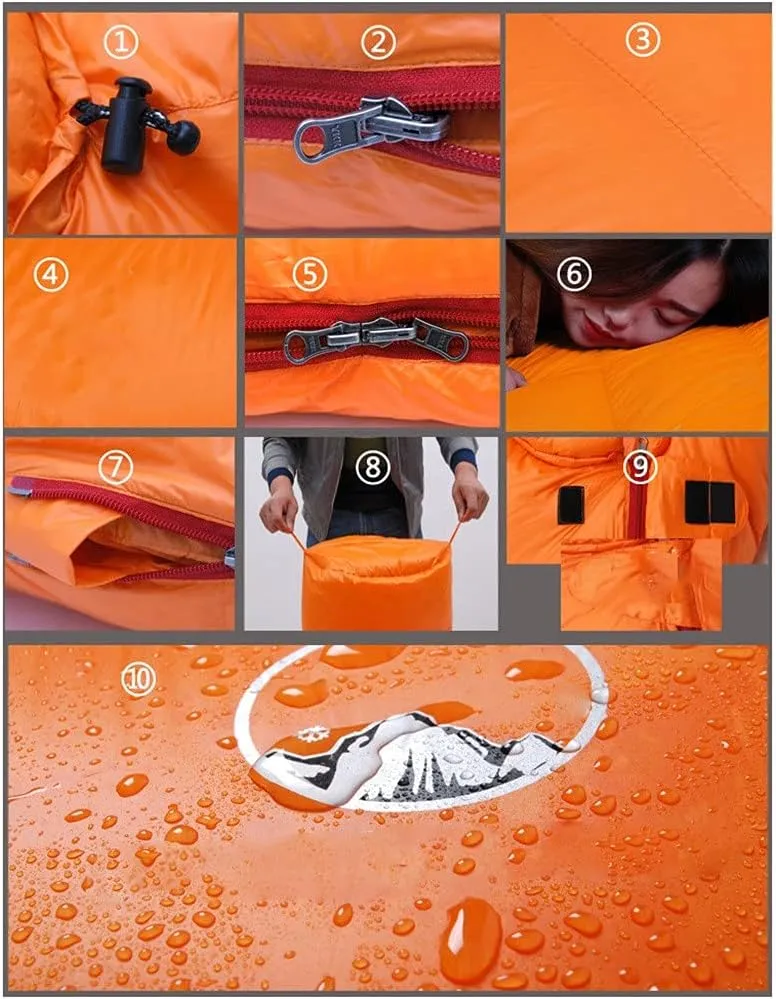 4 Seasons Camping Goose Down Sleeping Bag, Mummy Down Sleeping Bag, Soft Touch, Compression Stuff Sack
