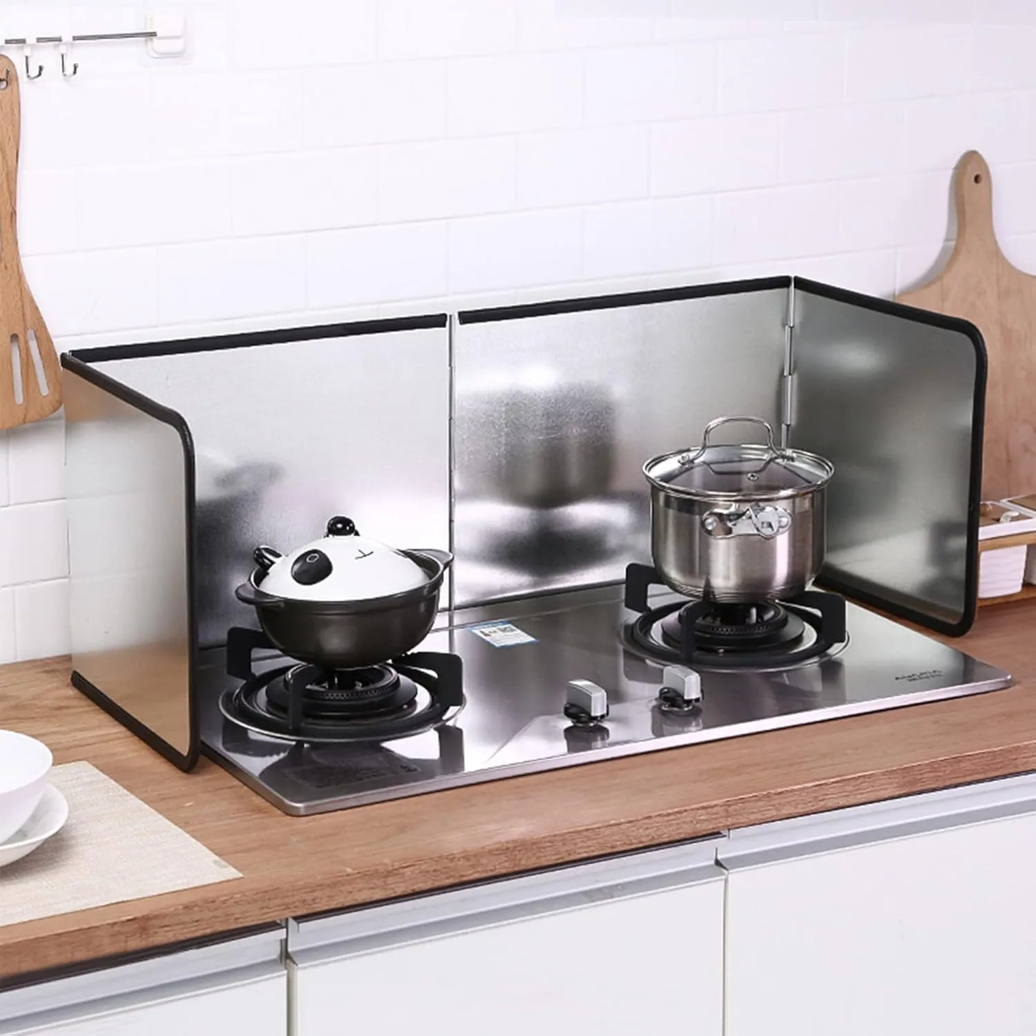 4 Sided Splatter Guard, Foldable Stainless Steel Grease Splatter Screen, Anti Splatter Splash Guard, Proof Baffle Stove Heat Insulation Sheet for Cooking