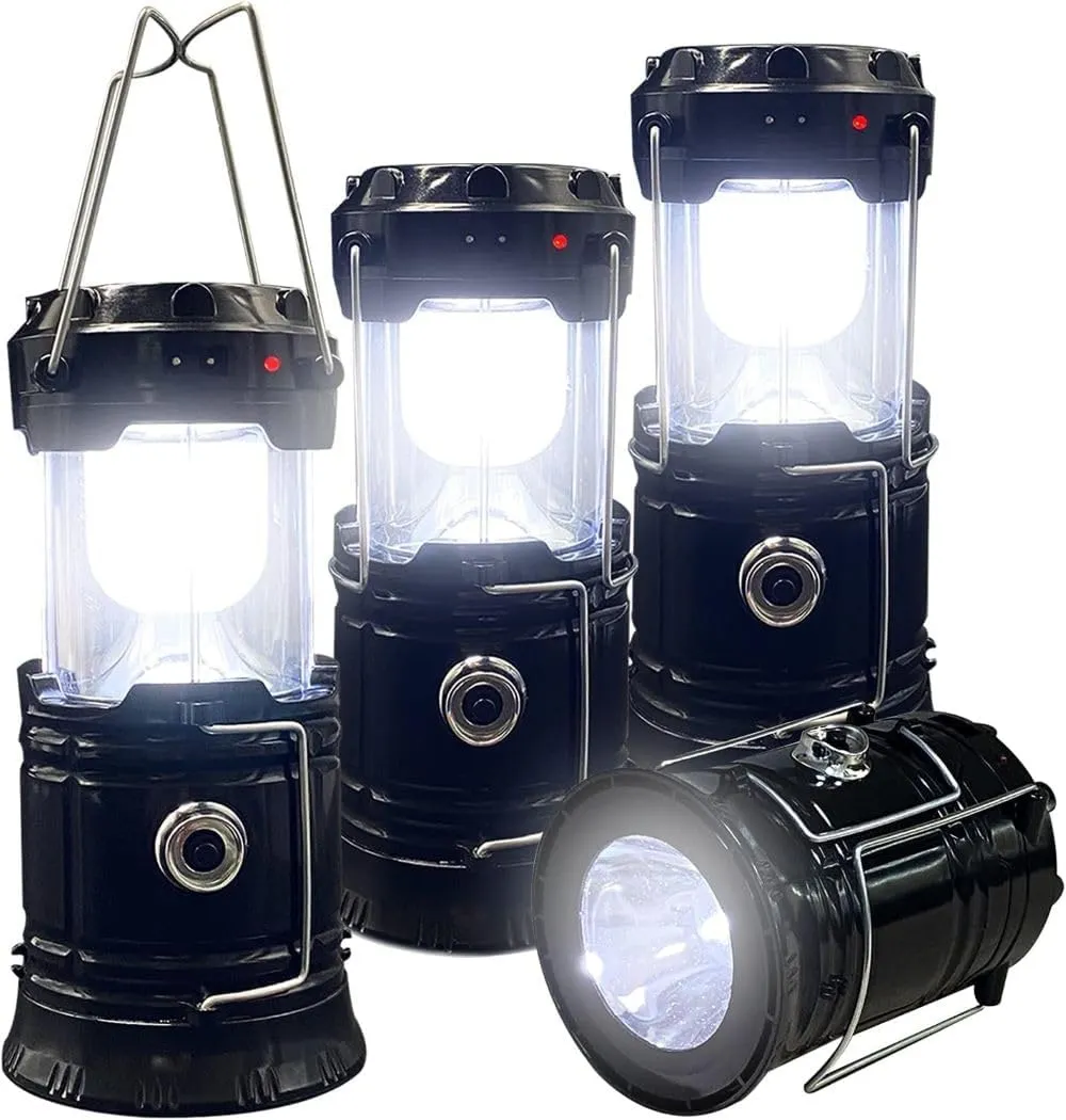4PCS Portable Solar Rechargeable LED Camping Light,with USB Charging Port,Suitable for Hiking,Night Fishing,Emergency Use