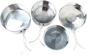 4pcs Portable Stainless Steel Cookware Set Durable Outdoor Cooking Supplies for Camping Hiking and Backpacking Compact Design for People Essential Kitchen Gear for Adventure