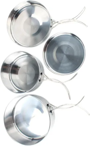 4pcs Set Camping Cookware Camping Flatware Outdoor Camping Pan Cooker Camping Stove Saucepan Camping Gadgets Tins Titanium Cookware Cutlery Double Collapsible Camping Camper Silver