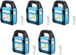 5X Solar USB Rechargeable COB LED Camping Lantern, Charging for Device, Waterproof Emergency Flashlight LED Light