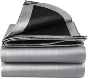 6 x 20ft Tarps Heavy Duty Thick Waterproof, Poly Canopy Silver   Black Tent Shelter Cover, 16 Mil Tarpaulin Shade, Rip and Tear Proof, UV Resistant Tarpaulin with Grommets and Reinforced Edges