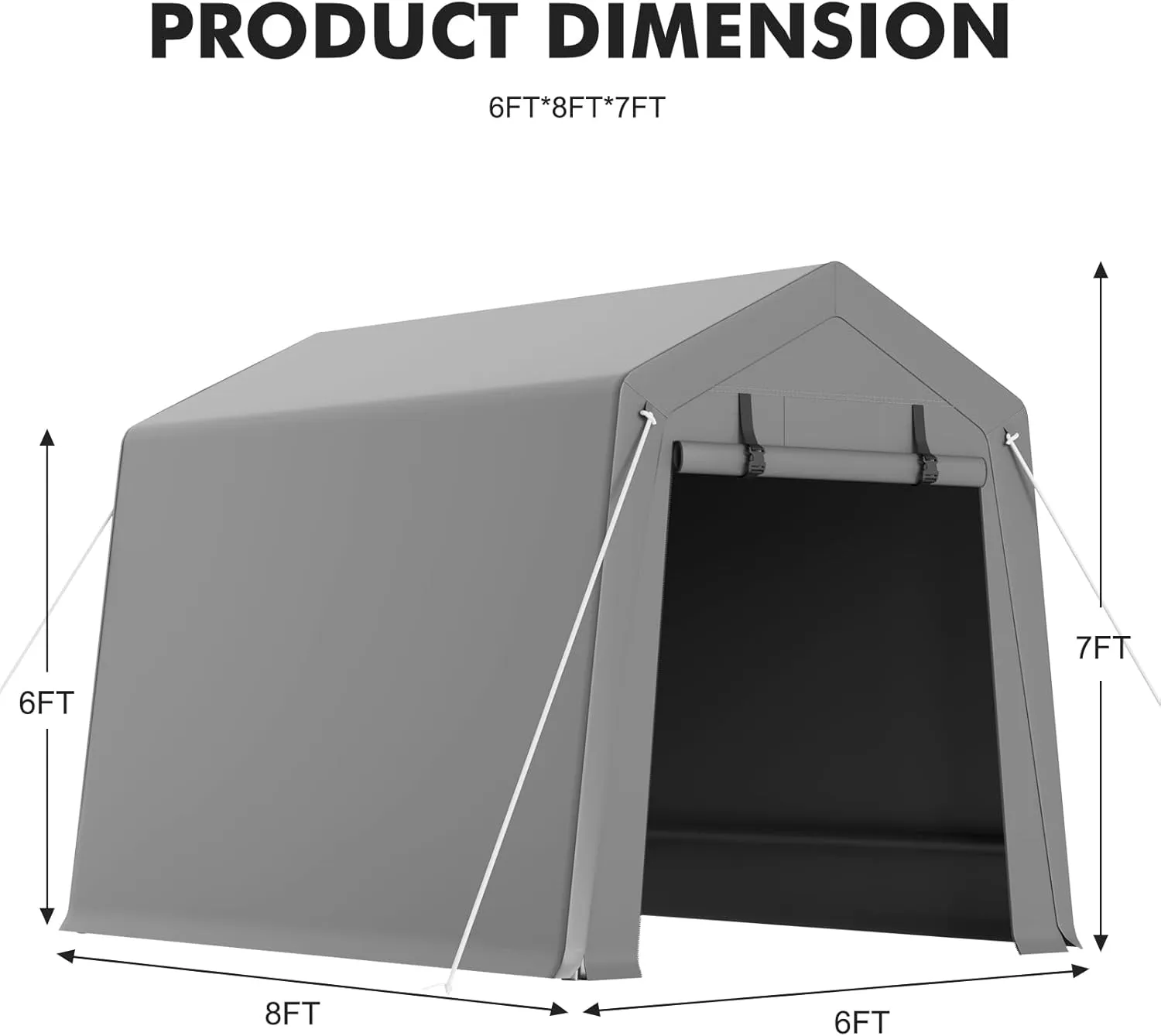 6 x 8 ft Carport Storage Shed, Shelter Logic with 2 Roll-up Zipper Door, Heavy Duty Waterproof Tarp, Storage Tent for Motorcycle, Bike, Garden Tools, Firewood