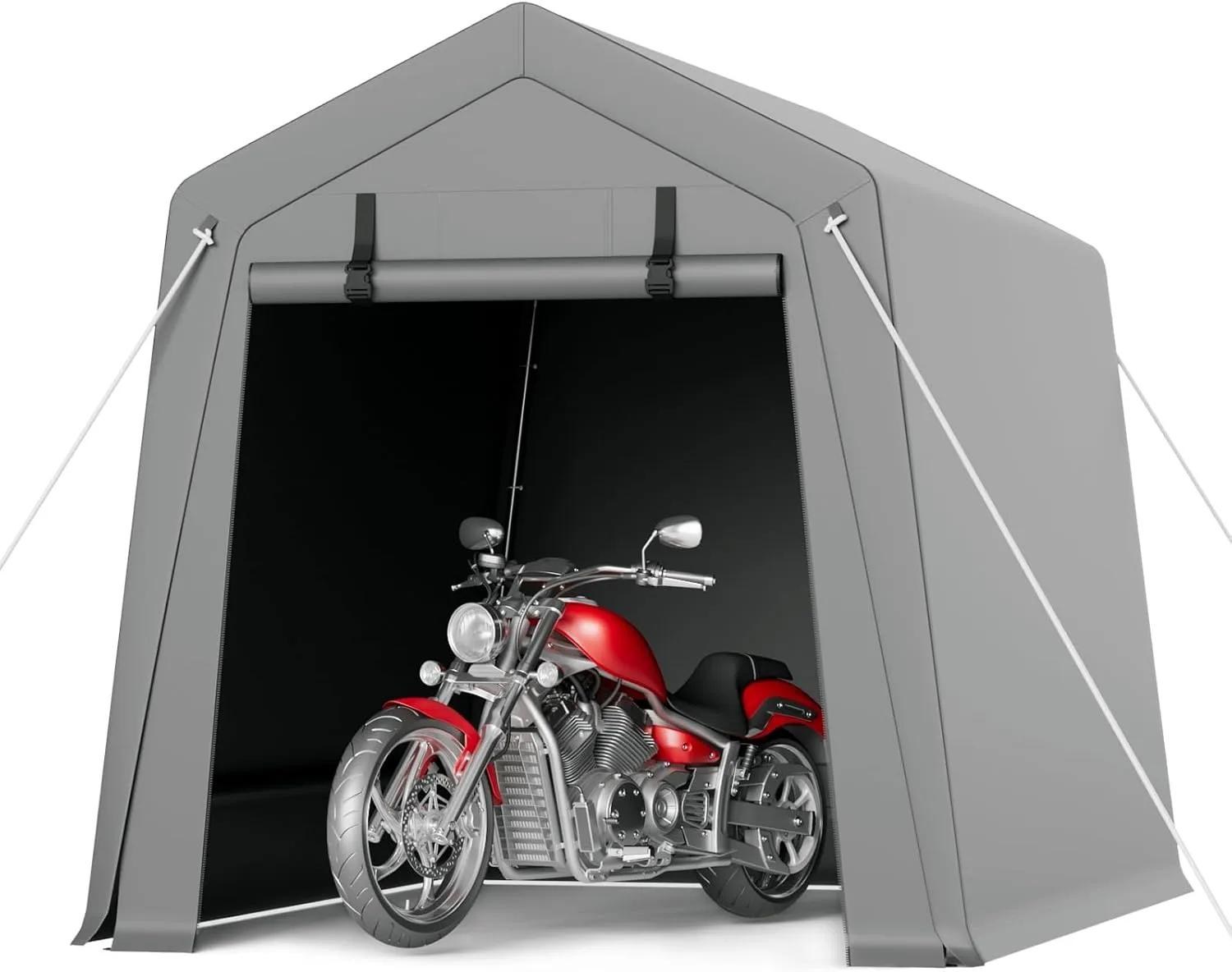 6 x 8 ft Carport Storage Shed, Shelter Logic with 2 Roll-up Zipper Door, Heavy Duty Waterproof Tarp, Storage Tent for Motorcycle, Bike, Garden Tools, Firewood