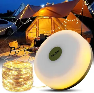 65.6ft Camping Lights String, Outdoor String Lights with 5 Lighting Modes, Quick 30s Recovery, Durable and Waterproof, USB Charging - Portable Camping Lights for Camping, Yard, and Hiking