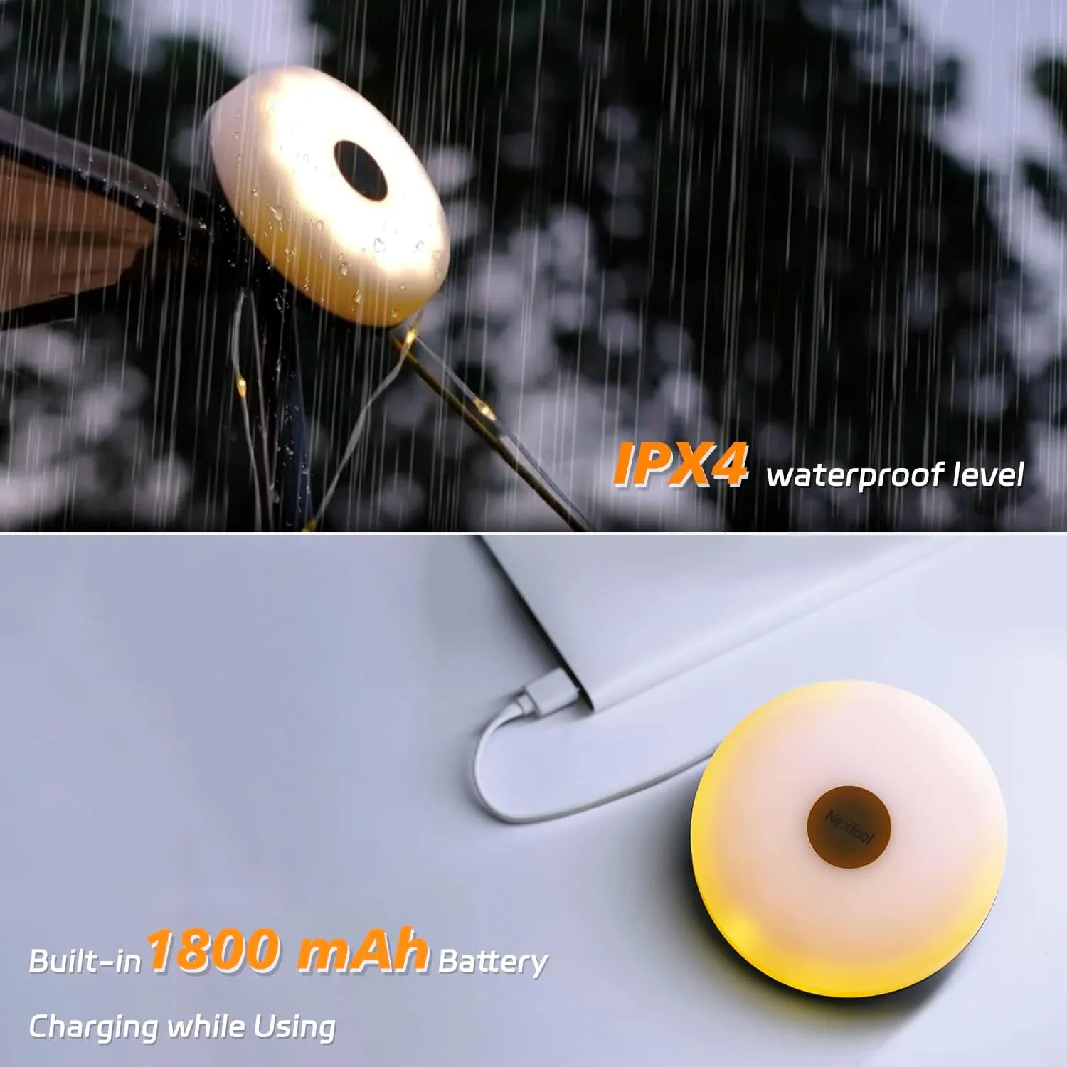 65.6ft Camping Lights String, Outdoor String Lights with 5 Lighting Modes, Quick 30s Recovery, Durable and Waterproof, USB Charging - Portable Camping Lights for Camping, Yard, and Hiking