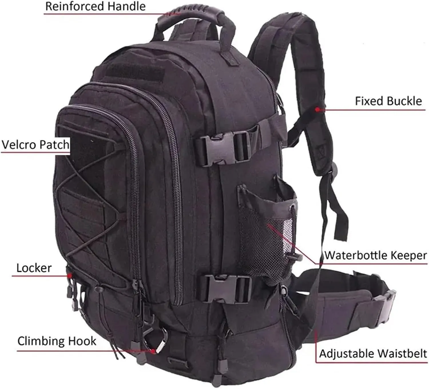 65L Large Capacity Outdoor Tactical Backpack Waterproof Climbing Travel Camping Hiking bag(Grey)