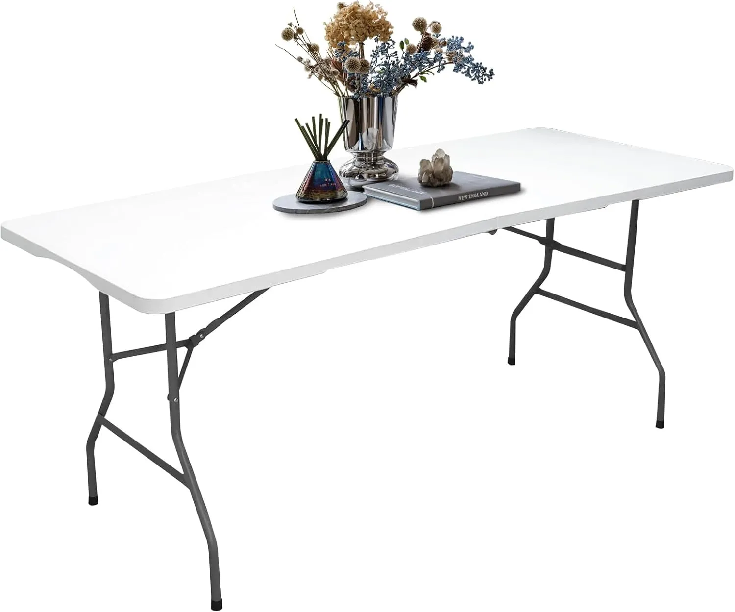 6FT Folding Table, Indoor & Outdoor Heavy Duty Portable, Folding Picnic, Card Table for Picnic, Party, Camping (6FT)