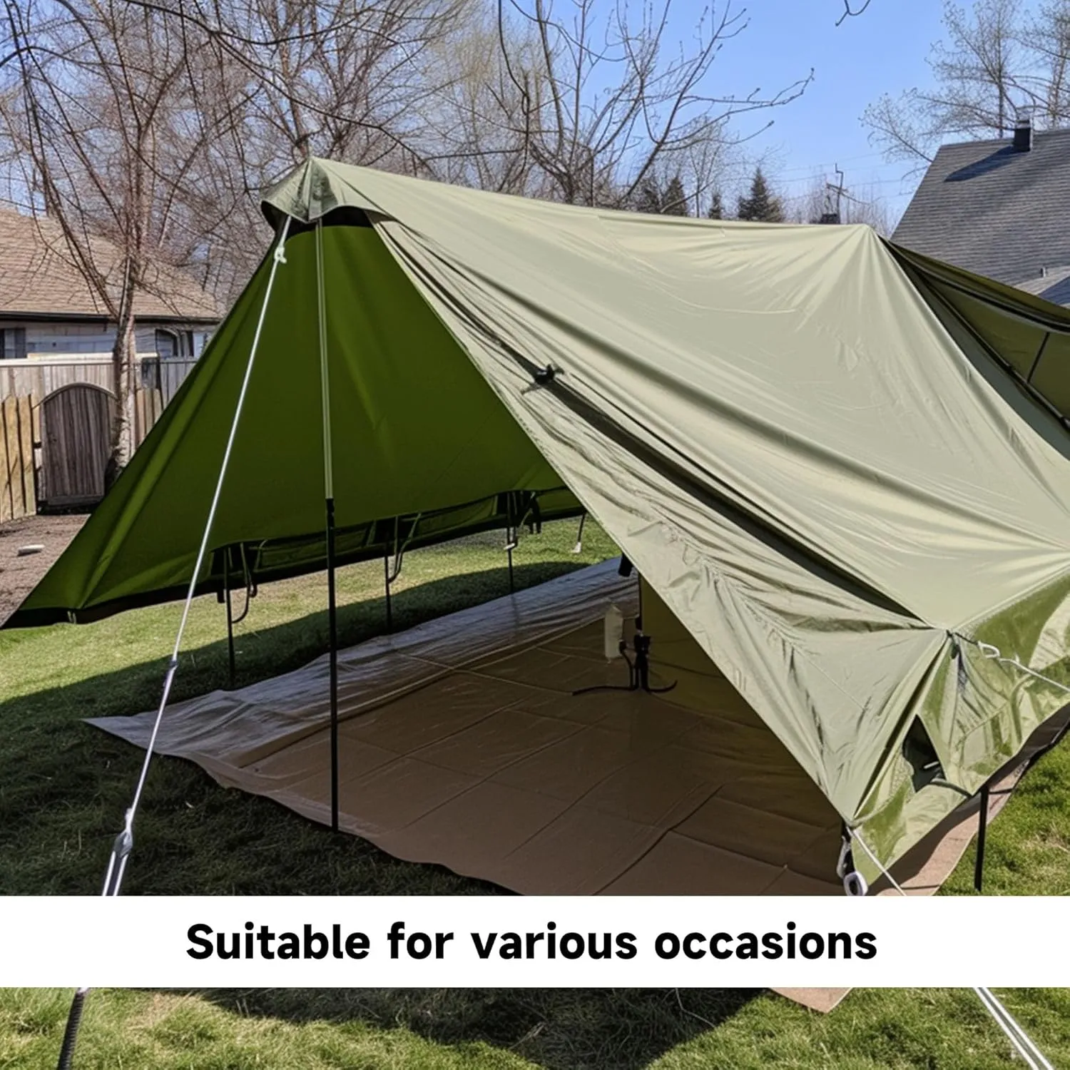 6'x8' 25Mil Ultra-Heavy Duty Waterproof Organic Silicone Coating Green Canvas Tarps with Grommets&Reinforced Edges, UV Resistant Durable Canvas Tarpaulin, Cover for Pool/Boat/Tent,Full Size