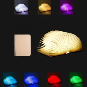 7 Colors Mini Book Lamp, USB Rechargeable Book Shaped Lamp, Portable Wooden Folding Book Lights, Creative Gifts Novelty LED Paper Lantern, Home Decor for Girl Family Friends (Size: 4.7×3.5×0.9in)