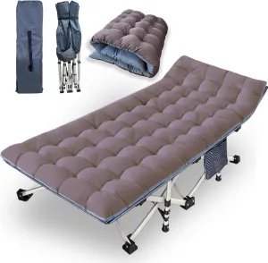 79" L x 32" W x 18" H Oversize XXL Camping Cot with Mattress Comfortable for Adults Extra Wide Cots for Sleeping Camping Bed Folding Cot Heavy Duty with Carry Bag for Home Office Outdoor Indoor