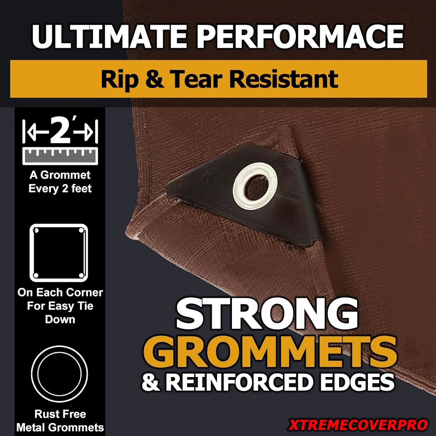 8' x 10' Brown Super Ultra Heavy-Duty Tarp – 20 Mil Waterproof & UV-Resistant 8x10 - Large Outdoor Tarp, Waterproof Cover for Rain Camping, Tent, UV Protection, Reinforced Corners