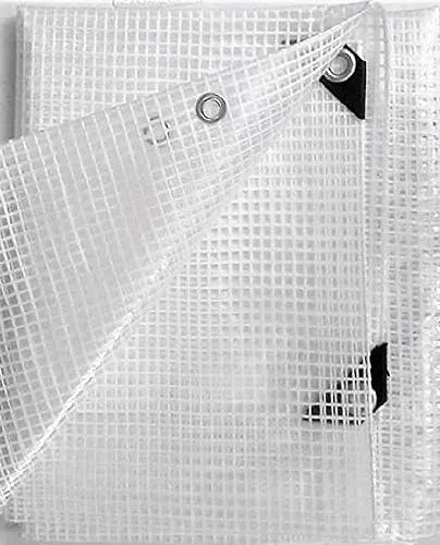 8' x 12' Clear Premium Heavy Duty -14 mil- Poly TARP, Nursery/Greenhouse/Garden (Finish Size Approx. 7'6" x 11'6")