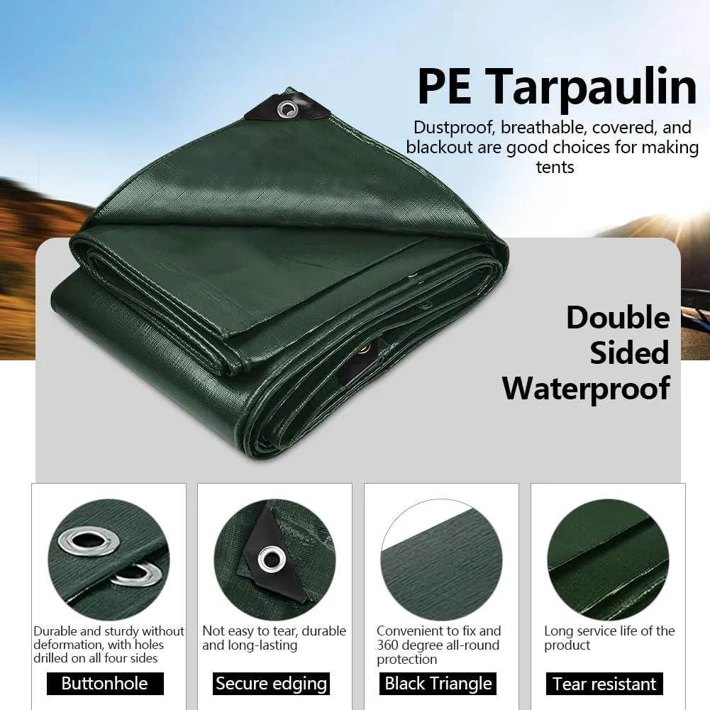 8×30 Feet Waterproof Tarp, 5 mil Multi-Purpose Tarp Cover, UV Resistant, Tear and Color Fade Resistant, Polyethylene Tarps for Outdoor Camping Pools Car Tents