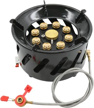 9-Core 19800W Camping Stove High-Power Gases Burner Stove Backpacking Stove Compatible With Outdoor Cooking Camping Picnic Hiking, Black-b1