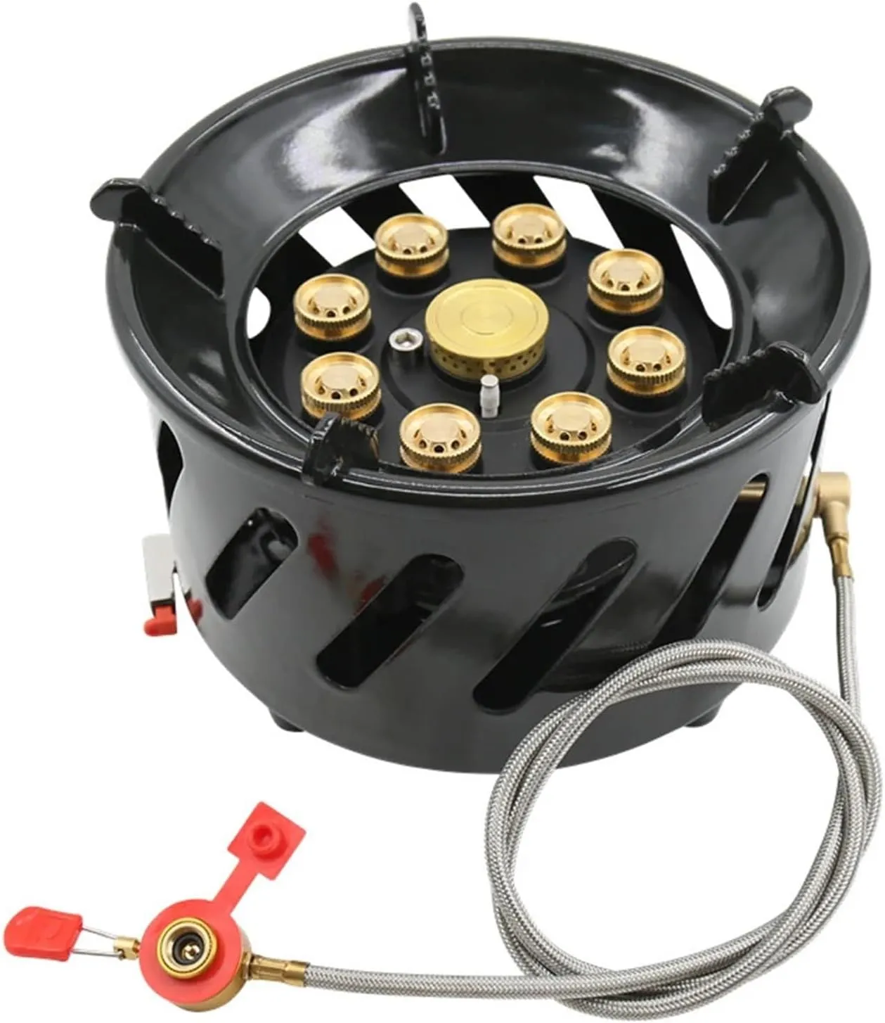 9-Core 19800W Camping Stove High-Power Gases Burner Stove Backpacking Stove Compatible With Outdoor Cooking Camping Picnic Hiking, Black-b1
