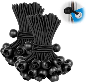 9 Inch Ball Bungee Cords, 100 pcs Bungie Cord Balls Tarp Tie Bungee Balls Tie for Canopy, Camping Tarp, Shelter,Cargo,Tent Poles- UV Resistant