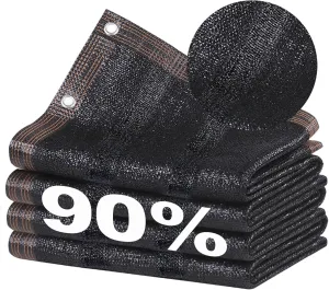 90% Black Shade Cloth, 10x20 FT Durable Mesh Tarp with Grommets, Resistant Garden Sun Shade Netting, Shading Antifreezing for Pergola, Greenhouse, Plants Growing,10x30ft/300x900cm