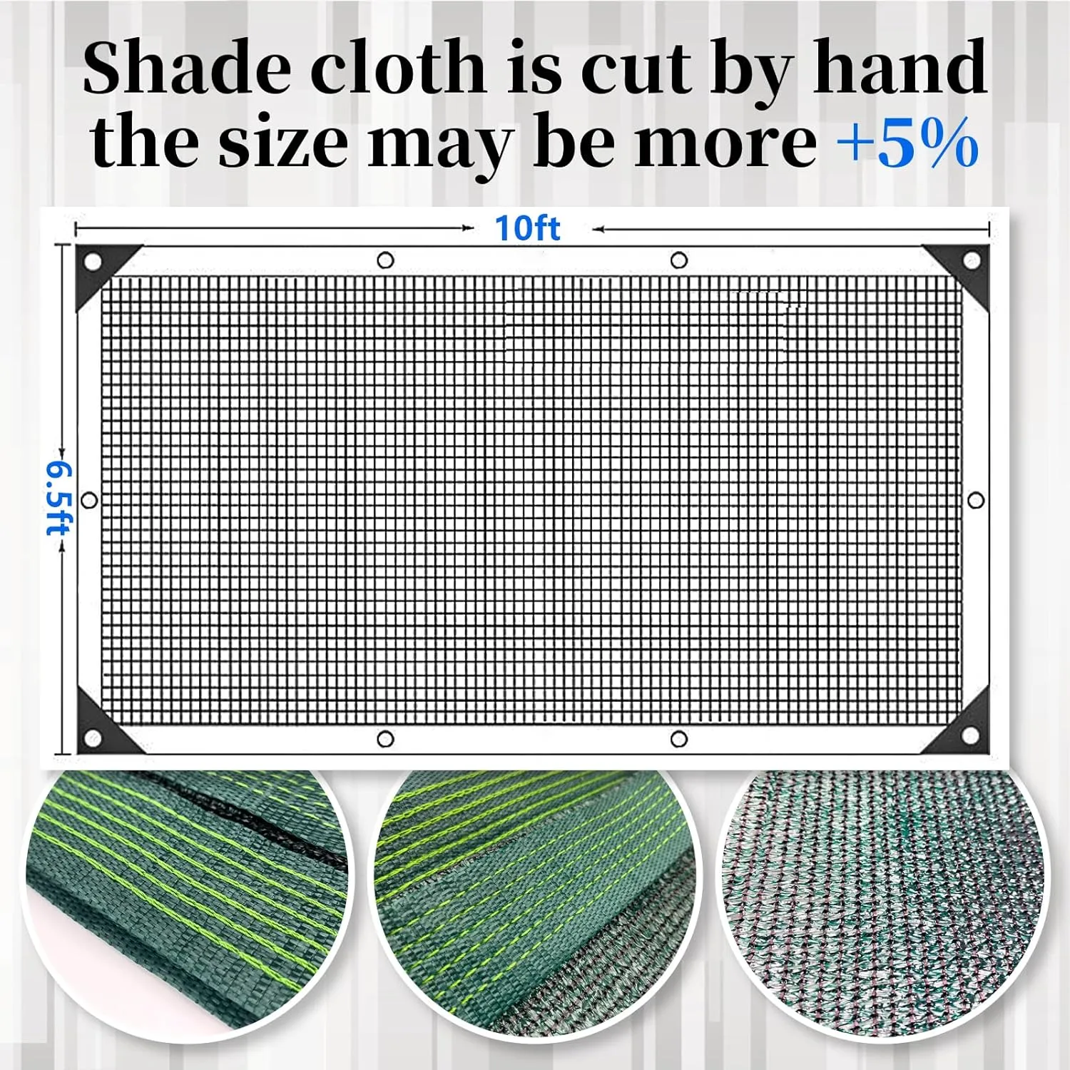 90% Blackish Green Shade Cloth for Garden, 6.5x10FT Resistant Garden Sun Shade Net, Durable Mesh Shade Tarp with Reinforced Grommets for Greenhouse, Plant, Chicken Coop, Pergola, Canopy