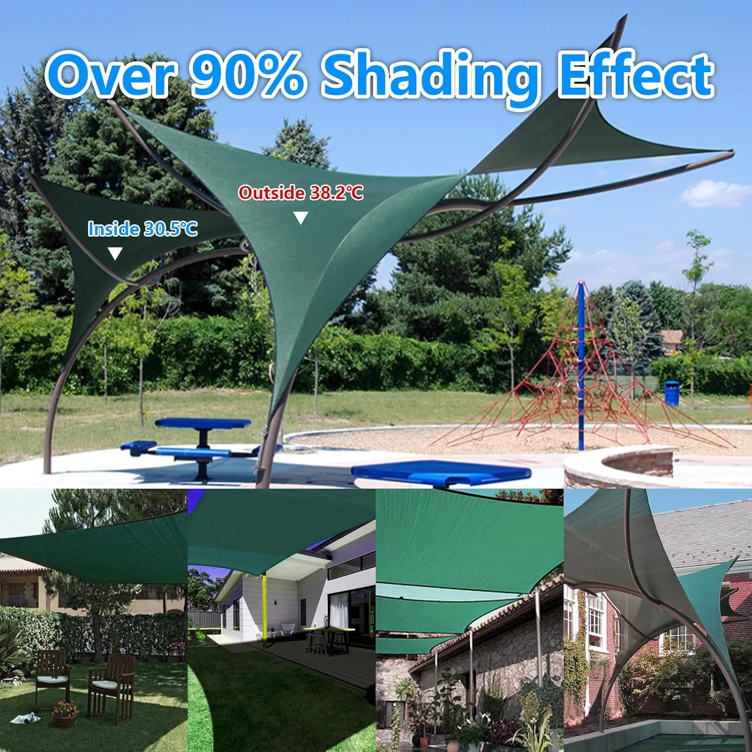 90% Blackish Green Shade Cloth for Garden, 6.5x10FT Resistant Garden Sun Shade Net, Durable Mesh Shade Tarp with Reinforced Grommets for Greenhouse, Plant, Chicken Coop, Pergola, Canopy