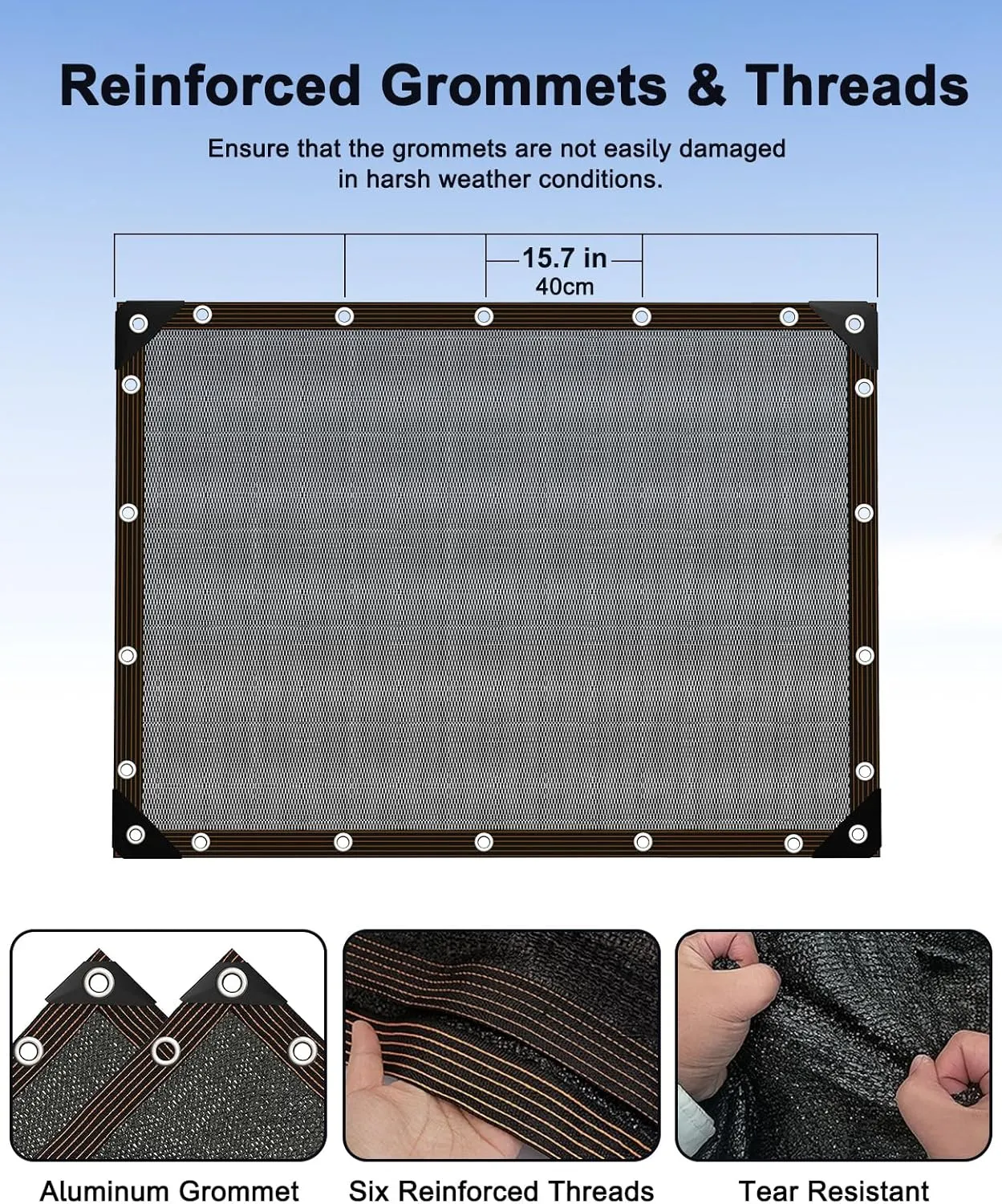 90% Shade Cloth,10x16ft Tear Resistant Sun Shade Net with Reinforced Grommet,Durable Garden Shade Tarp Cover for Greenhouse,Plant Cover, Chicken Coop,Patio and Pergola,Black