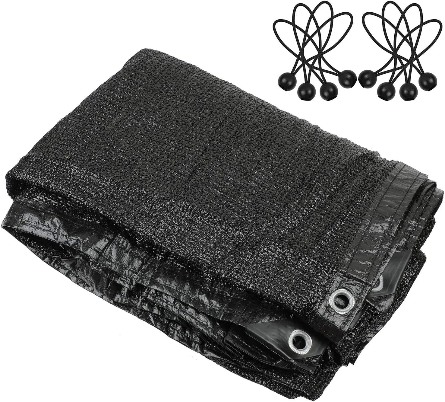90% Sunblock Shade Cloth Net Black Shade Mesh Tarp with Grommets 10ft X 20ft UV Resistant Net Shade Fabric for Plants Garden Greenhouse or Swimming Pool,with 18pcs Ball Bungees,Black