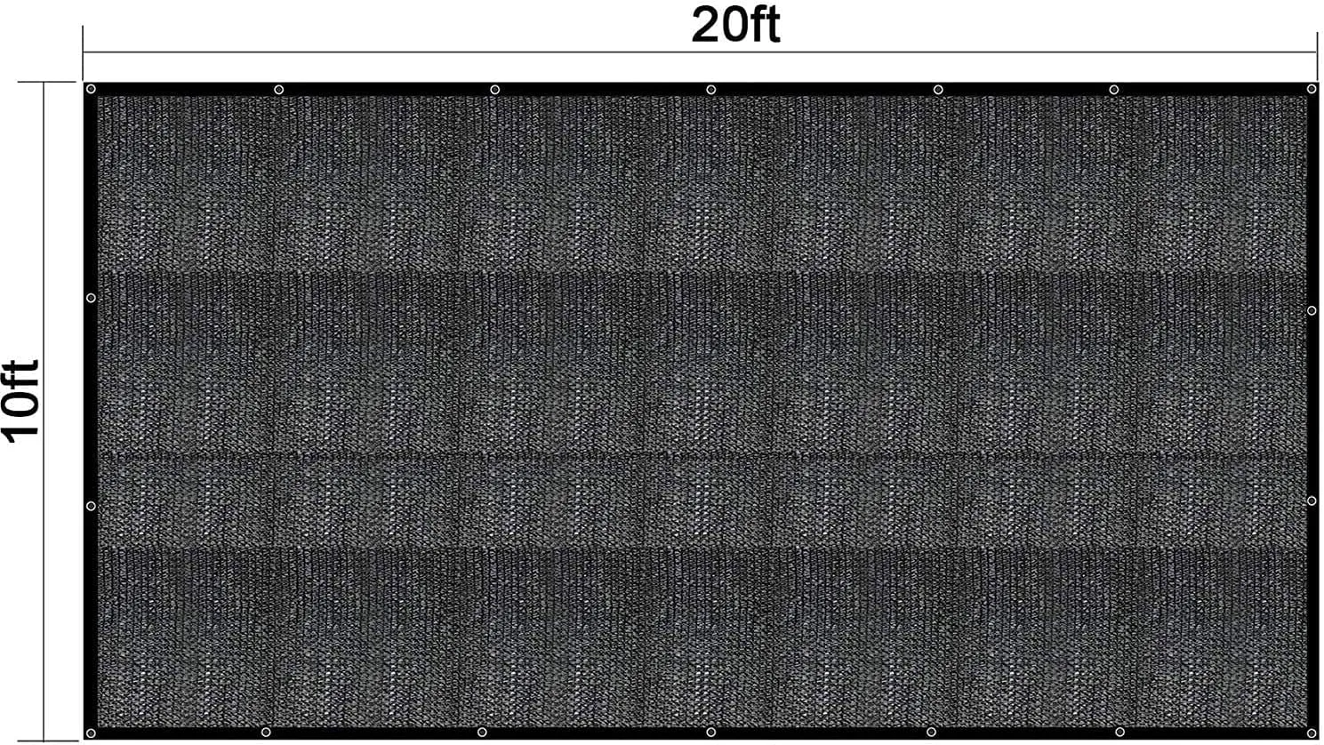 90% Sunblock Shade Cloth Net Black Shade Mesh Tarp with Grommets 10ft X 20ft UV Resistant Net Shade Fabric for Plants Garden Greenhouse or Swimming Pool,with 18pcs Ball Bungees,Black