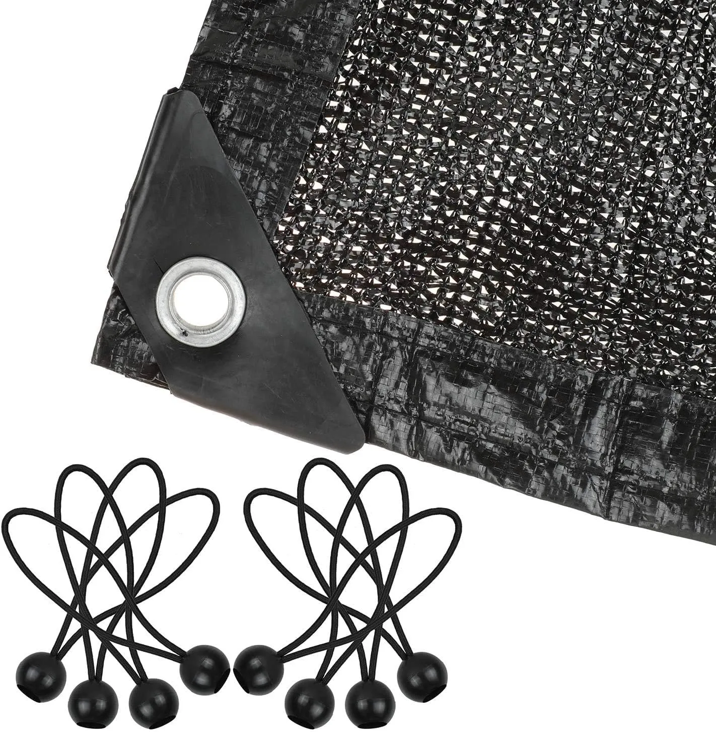 90% Sunblock Shade Cloth Net Black Shade Mesh Tarp with Grommets 10ft X 20ft UV Resistant Net Shade Fabric for Plants Garden Greenhouse or Swimming Pool,with 18pcs Ball Bungees,Black