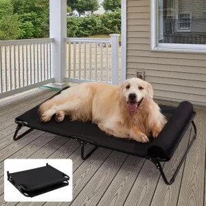 ABE Outdoor Dog Bed, Dog Cot, Large, Raised, Cooling, Elevated, Off Ground, Portable, Black
