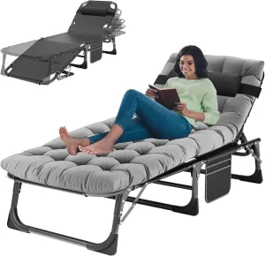 ABORON Foldable Camping Cots for Adults, Double Layer 1200D 500lb Loading Cot for Sleeping, Heavy Duty Guest Bed with Mattress Carrying Bag