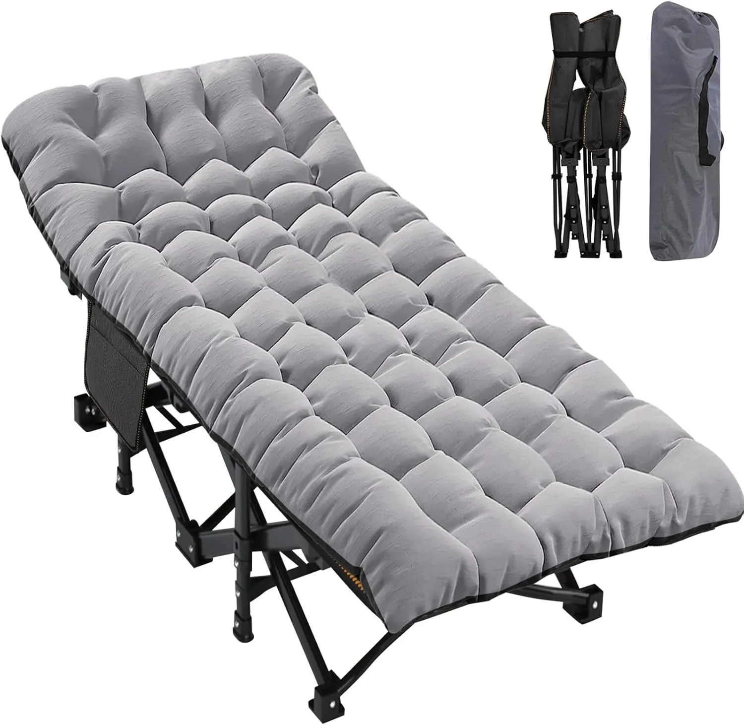 ABORON Oversized Folding Camping Cot for Adults, Double Layer 1200D, 500lb Capacity, Heavy Duty Guest Cot with Mat & Carrying Bag for Indoor & Outdoor Use