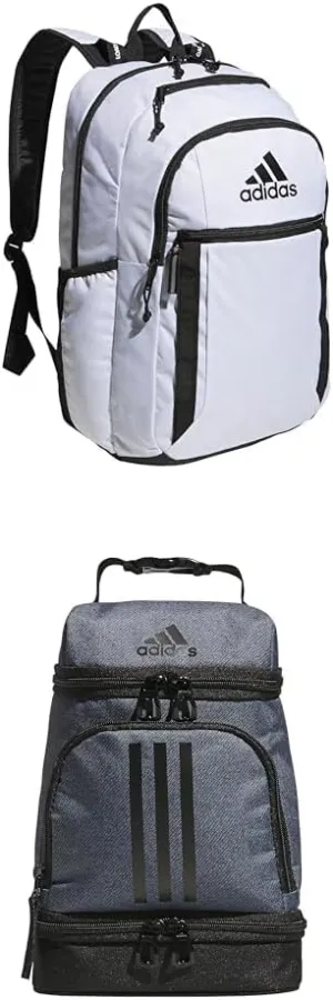 adidas Excel Backpack (34L)   Insulated Lunch Bag (6L), White/Black   Onix Grey/Black, One Size